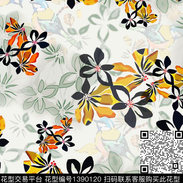 20201226-yyrd-6-2.jpg - 1390120 - 绿植树叶 花卉 异域热带印花 - 数码印花花型 － 女装花型设计 － 瓦栏