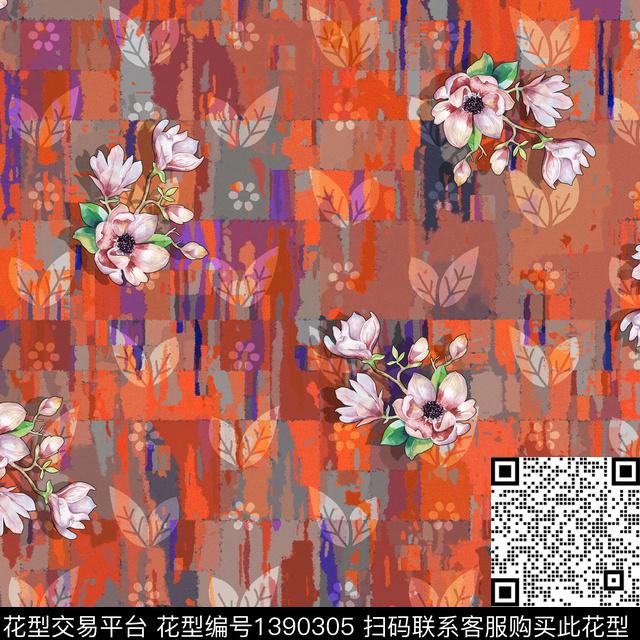 ASMYSJ0616.jpg - 1390305 - 绿植树叶 数码花型 花卉 - 数码印花花型 － 女装花型设计 － 瓦栏