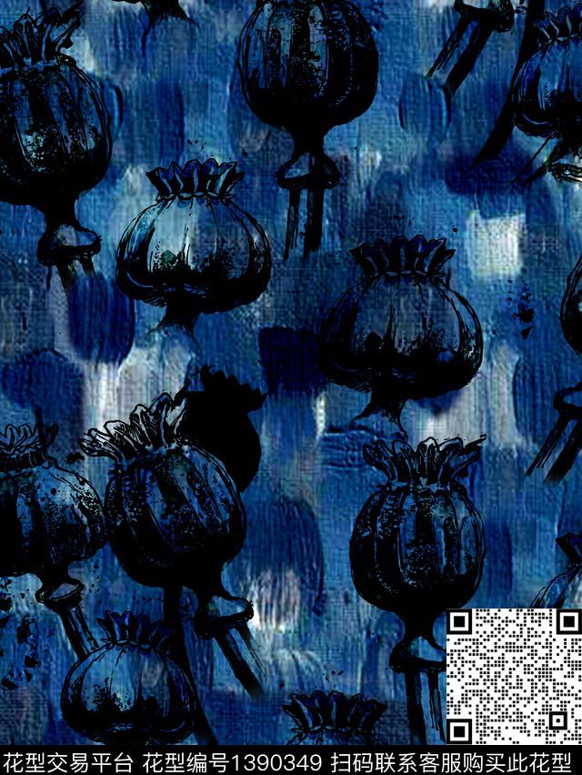 大牌风印花时尚花数码印花花型下载（图片编号: 1390349） - 瓦栏（Walan）