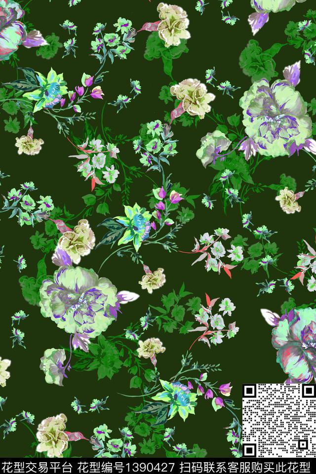花卉107-3.jpg - 1390427 - 花卉 古典花纹 大牌风 - 数码印花花型 － 女装花型设计 － 瓦栏