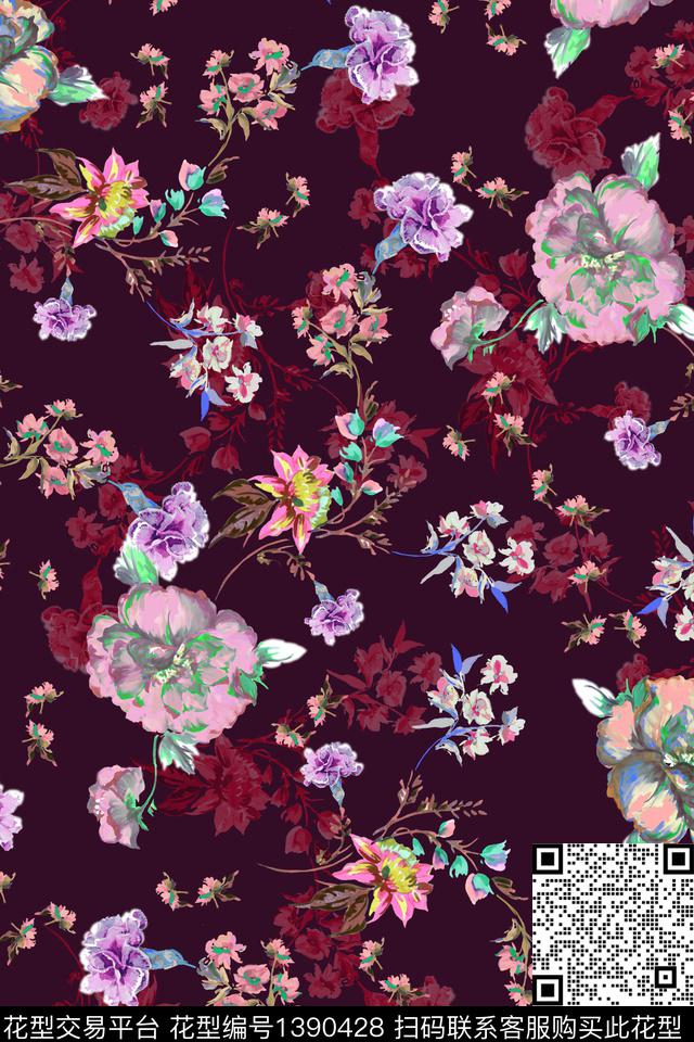 花卉107-4.jpg - 1390428 - 花卉 古典花纹 大牌风 - 数码印花花型 － 女装花型设计 － 瓦栏