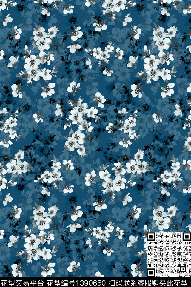 花卉大牌风休闲数码印花花型下载（图片编号: 1390650） - 瓦栏（Walan）