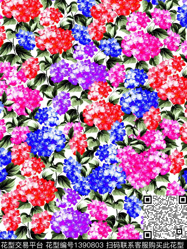 花卉大牌风印花数码印花花型下载（图片编号: 1390803） - 瓦栏（Walan）