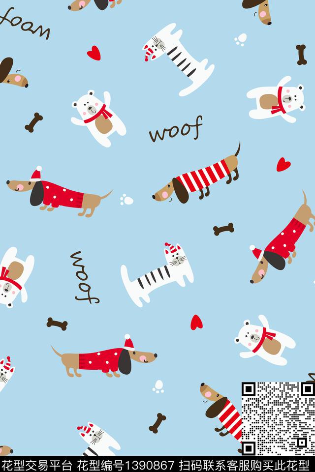 童装动物狗传统印花花型下载（图片编号: 1390867） - 瓦栏（Walan）