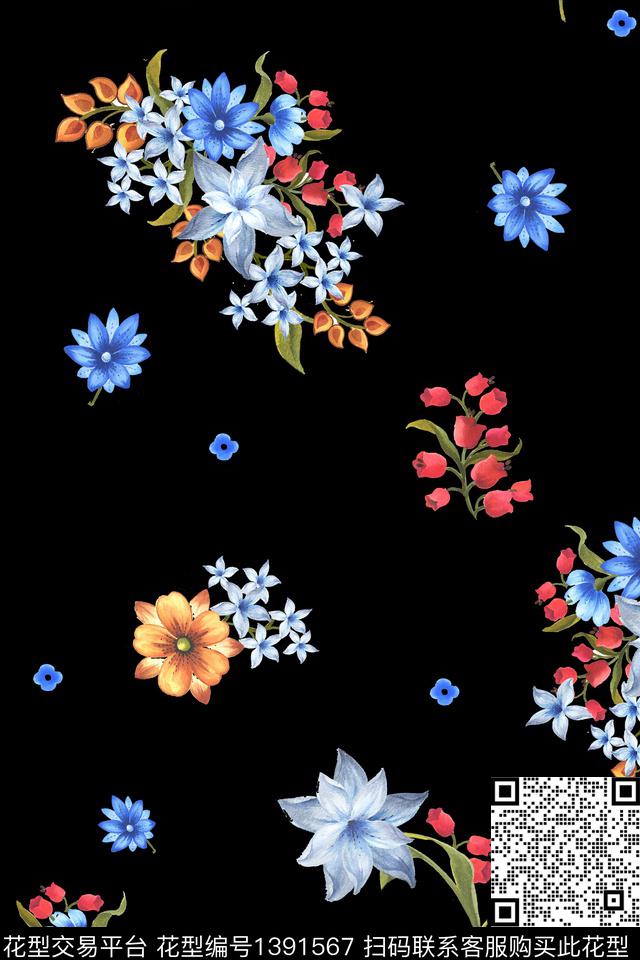 花卉001 - 小号.jpg - 1391567 - 花卉 兰花 花瓣 - 数码印花花型 － 女装花型设计 － 瓦栏