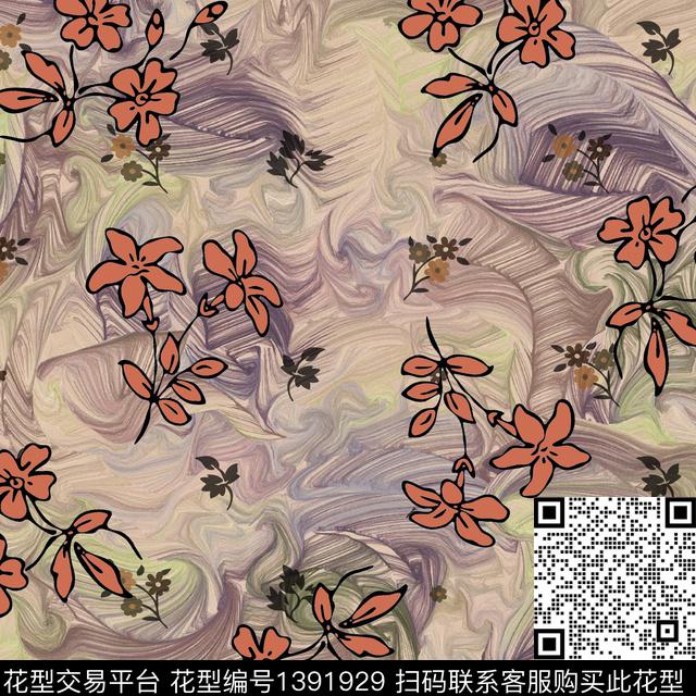 ASMYSJ0620.jpg - 1391929 - 绿植树叶 数码花型 花卉 - 数码印花花型 － 女装花型设计 － 瓦栏