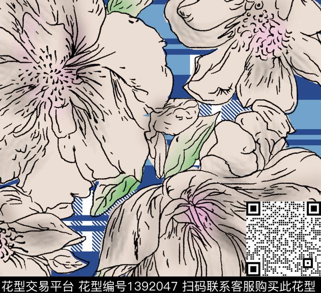 PFsj-p0002花朵1.jpg - 1392047 - 线条 简约 几何花卉 - 数码印花花型 － 女装花型设计 － 瓦栏