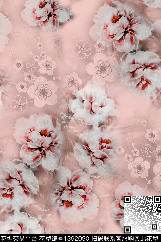 dear-20341.jpg - 1392090 - 旗袍 香云纱 中国 - 数码印花花型 － 女装花型设计 － 瓦栏