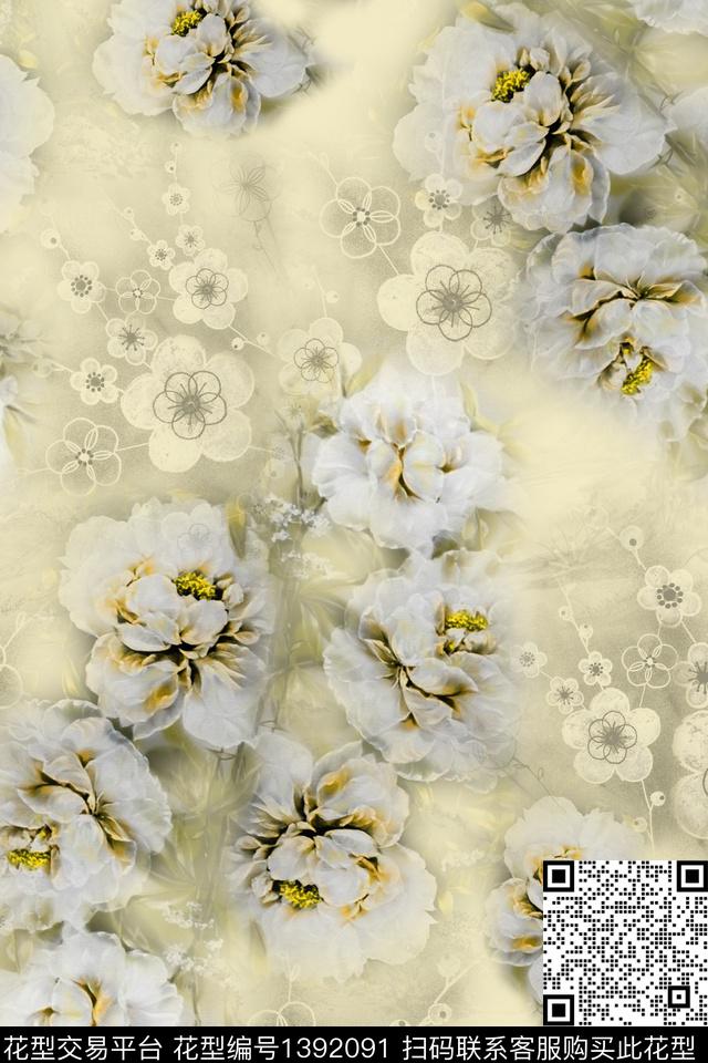 旗袍香云纱中国风数码印花花型下载（图片编号: 1392091） - 瓦栏（Walan）