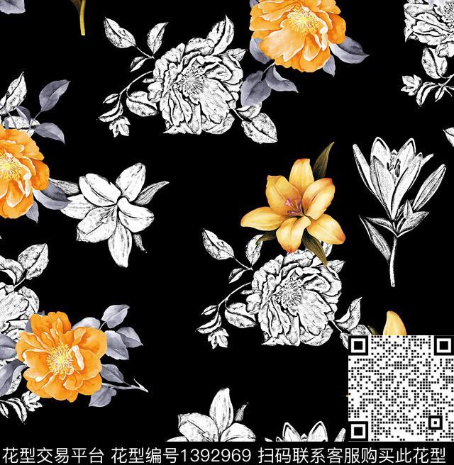 2021 1 3.jpg - 1392969 - 连衣裙 女装 花卉 - 传统印花花型 － 女装花型设计 － 瓦栏
