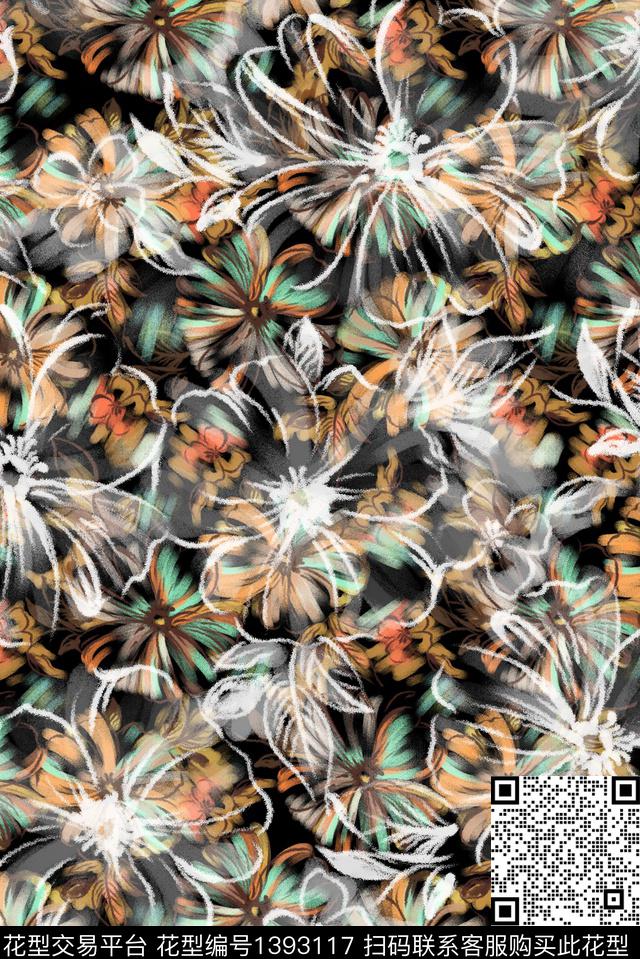 733.jpg - 1393117 - 花卉 大牌风 抽象 - 数码印花花型 － 女装花型设计 － 瓦栏
