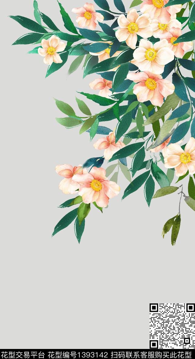植物女装花卉数码印花花型下载（图片编号: 1393142） - 瓦栏（Walan）