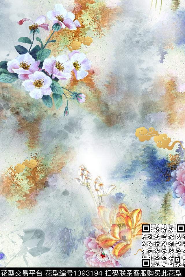 香云纱旗袍中国风数码印花花型下载（图片编号: 1393194） - 瓦栏（Walan）