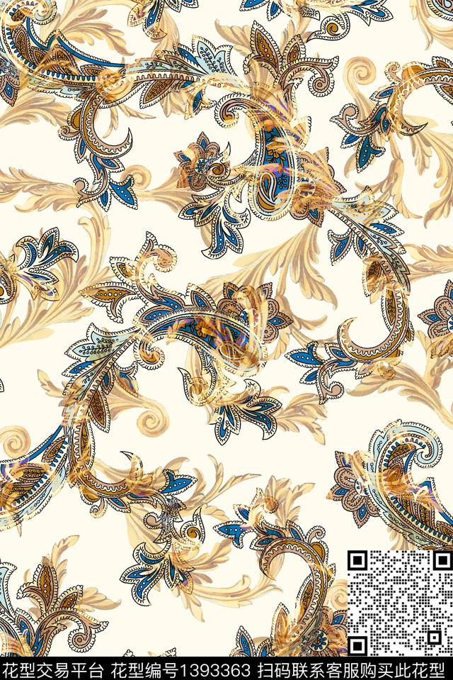 佩斯利大牌风休闲数码印花花型下载（图片编号: 1393363） - 瓦栏（Walan）