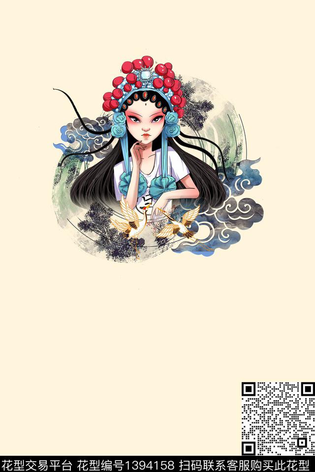qx1436.jpg - 1394158 - 定位花 中国 国潮 - 数码印花花型 － 女装花型设计 － 瓦栏
