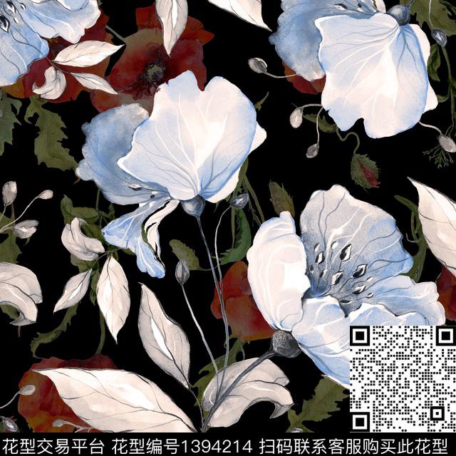 n109-01-09.jpg - 1394214 - 绿植树叶 抽象花卉 民族风 - 数码印花花型 － 女装花型设计 － 瓦栏