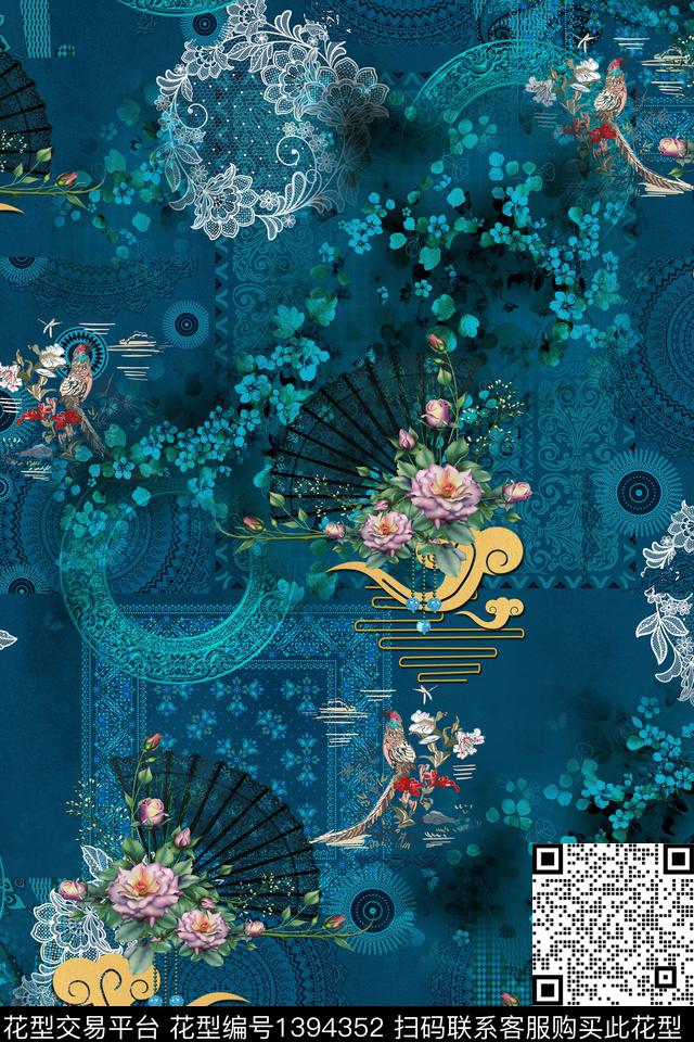 qx1484.jpg - 1394352 - 花卉 抽象 中国 - 数码印花花型 － 女装花型设计 － 瓦栏
