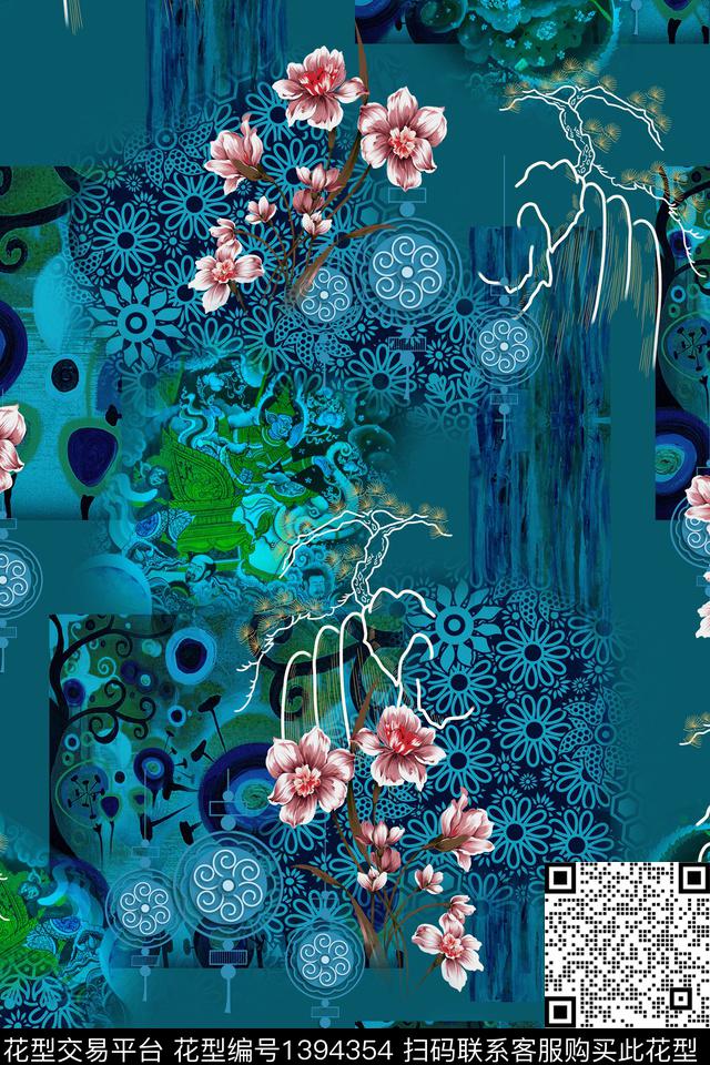 qx1486.jpg - 1394354 - 花卉 抽象 中国 - 数码印花花型 － 女装花型设计 － 瓦栏
