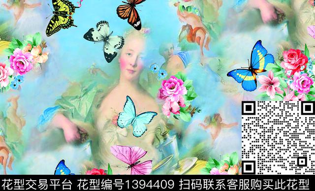 FA1183.jpg - 1394409 - 花卉蝴蝶 天使 女装 - 数码印花花型 － 女装花型设计 － 瓦栏
