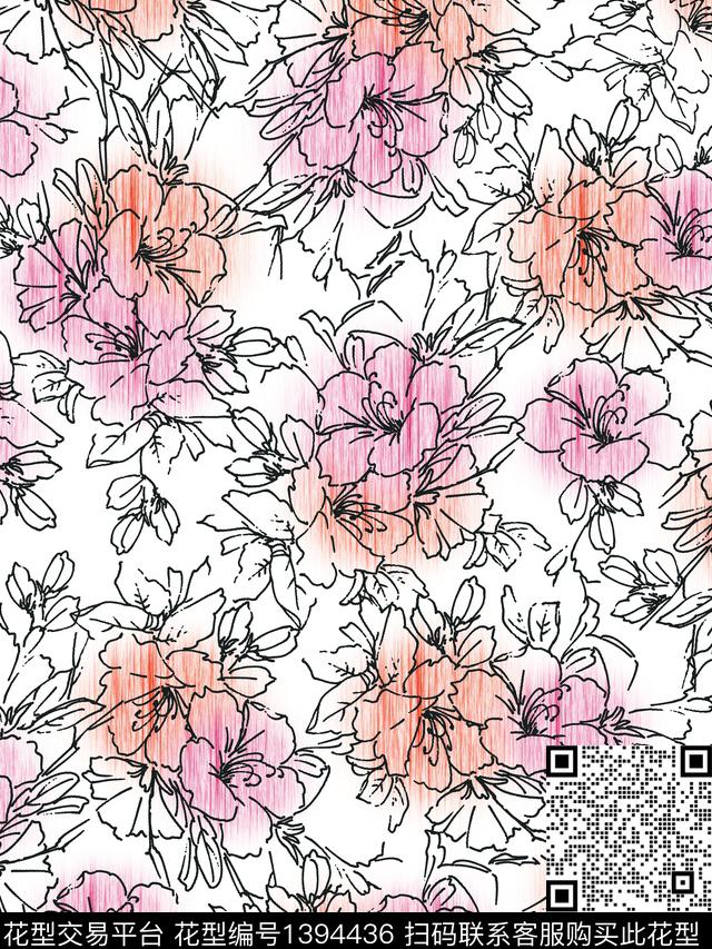 水彩欧美印花数码印花花型下载（图片编号: 1394436） - 瓦栏（Walan）