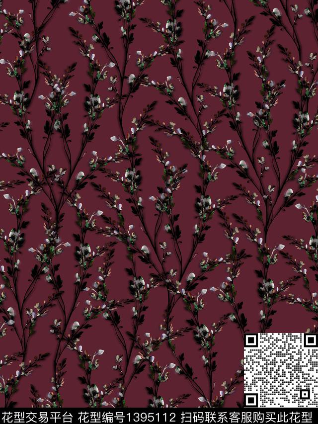 花卉欧美印花数码印花花型下载（图片编号: 1395112） - 瓦栏（Walan）