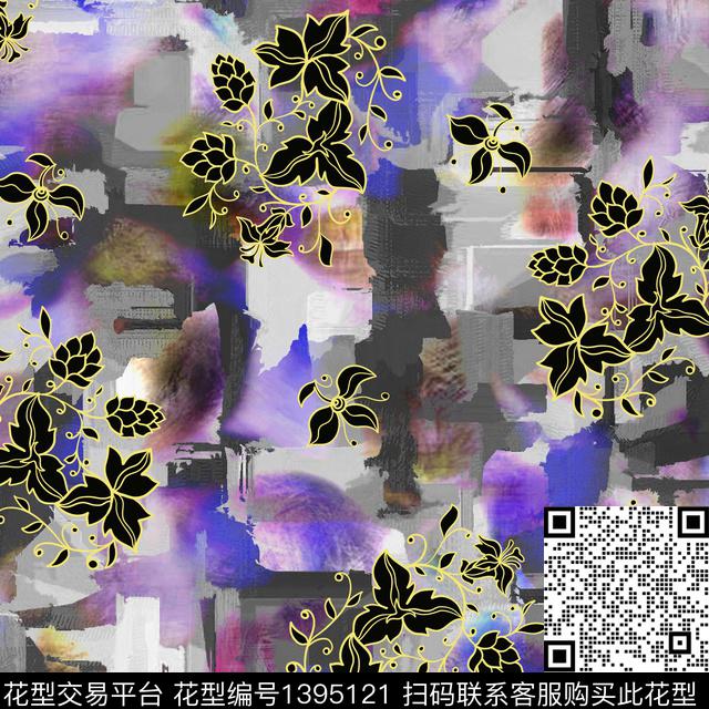 ASMYSJ0691.jpg - 1395121 - 数码花型 绿植树叶 花卉 - 数码印花花型 － 女装花型设计 － 瓦栏