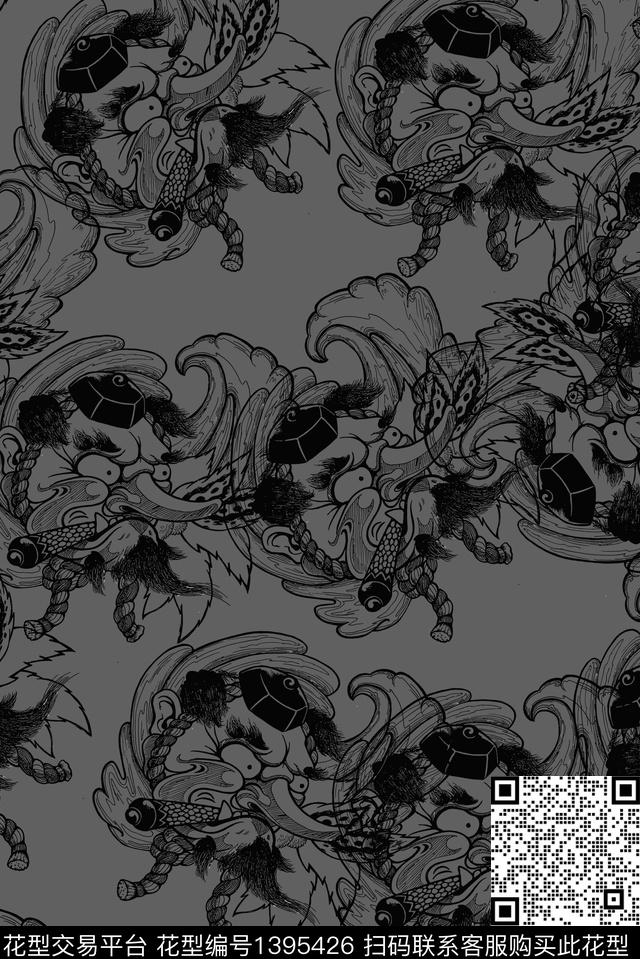 GH015.jpg - 1395426 - 创意 抽象花卉 人物 - 数码印花花型 － 男装花型设计 － 瓦栏