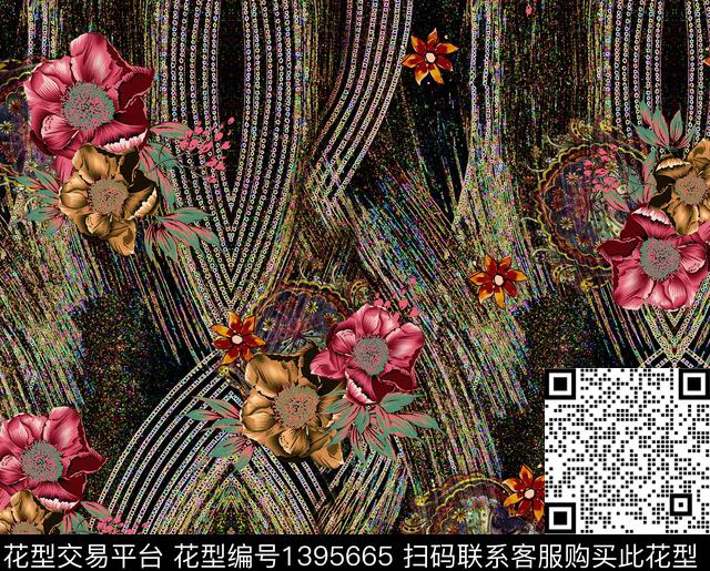 0011-ok.jpg - 1395665 - 几何 纹理 花卉 - 数码印花花型 － 女装花型设计 － 瓦栏