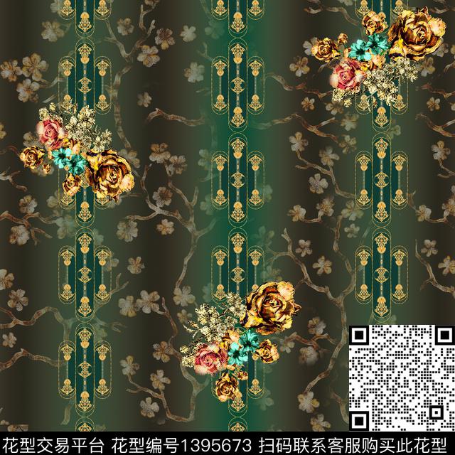 008.jpg - 1395673 - 几何 民族风 花卉 - 数码印花花型 － 女装花型设计 － 瓦栏