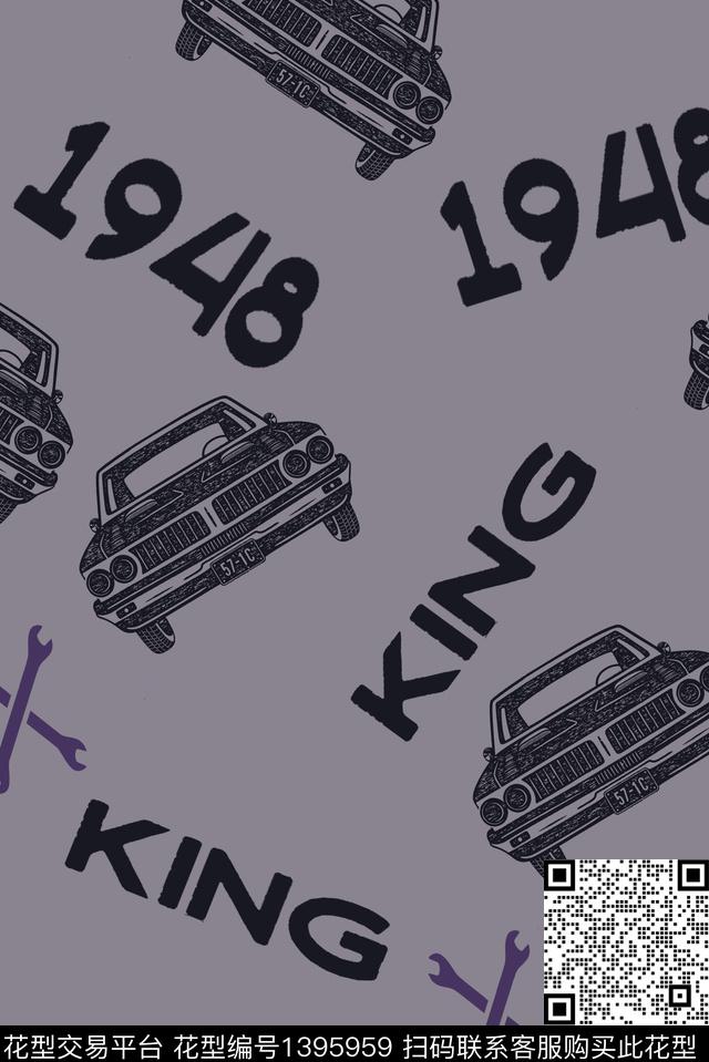 字母汽车创意数码印花花型下载（图片编号: 1395959） - 瓦栏（Walan）