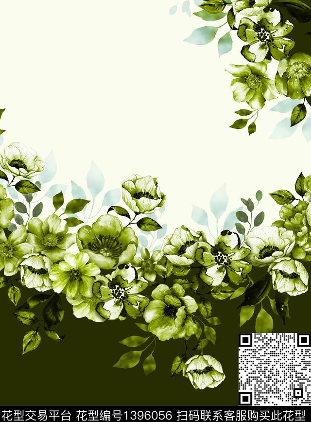 定位花女装定位花花卉数码印花花型下载（图片编号: 1396056） - 瓦栏（Walan）