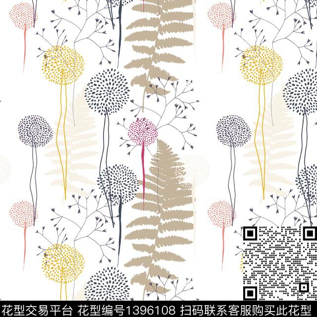 清新树叶花.jpg - 1396108 - 线条 树枝 抽象 - 数码印花花型 － 女装花型设计 － 瓦栏