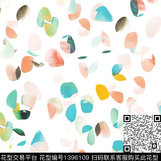 水彩波点.jpg - 1396109 - 简约 绿植树叶 抽象 - 数码印花花型 － 女装花型设计 － 瓦栏