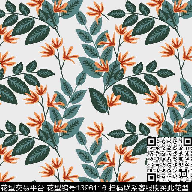 树枝花.jpg - 1396116 - 简约 绿植树叶 抽象 - 数码印花花型 － 女装花型设计 － 瓦栏