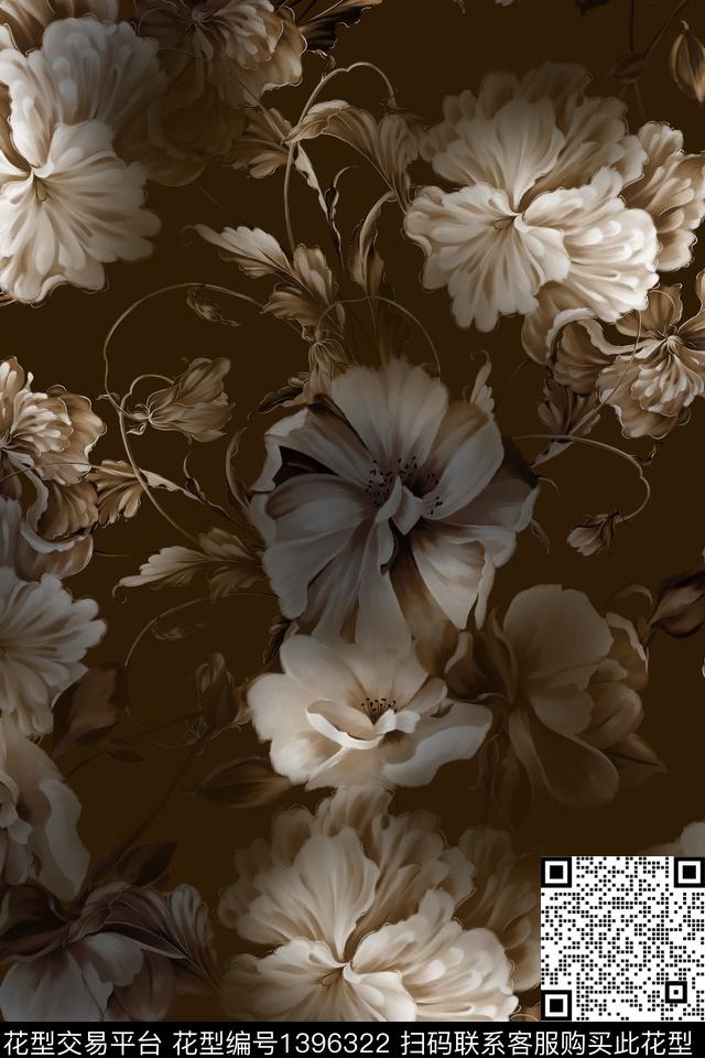 z138.jpg - 1396322 - 黑底花卉 花卉 大牌风 - 数码印花花型 － 女装花型设计 － 瓦栏