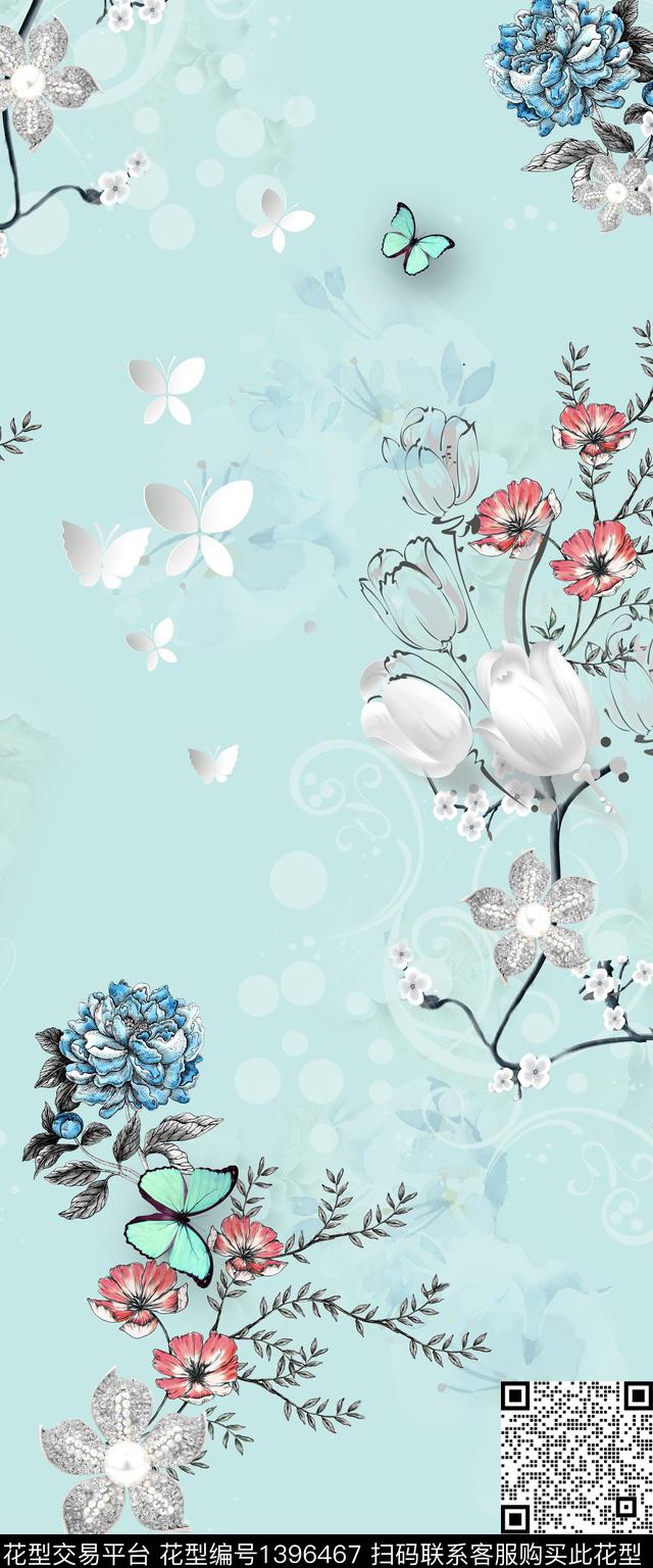 Xh996.jpg - 1396467 - 花卉 旗袍 真丝 - 数码印花花型 － 女装花型设计 － 瓦栏