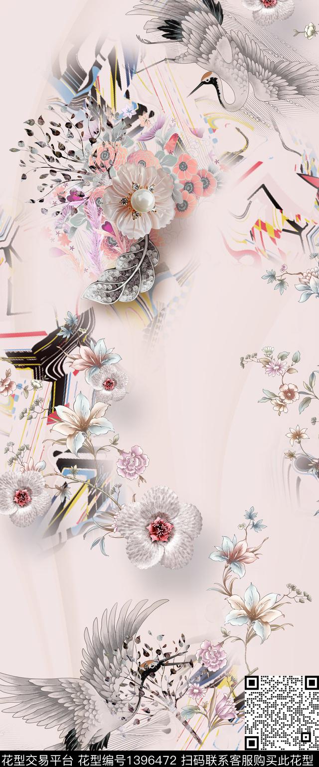 Xh1000.jpg - 1396472 - 花卉 旗袍 真丝 - 数码印花花型 － 女装花型设计 － 瓦栏