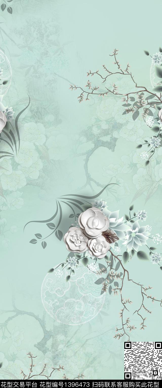 Xh1001.jpg - 1396473 - 花卉 旗袍 真丝 - 数码印花花型 － 女装花型设计 － 瓦栏