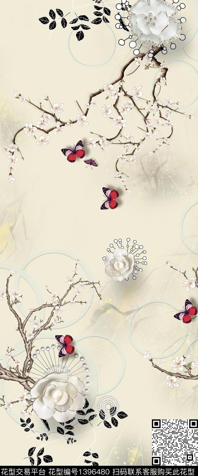 Xh1007.jpg - 1396480 - 花卉 旗袍 真丝 - 数码印花花型 － 女装花型设计 － 瓦栏