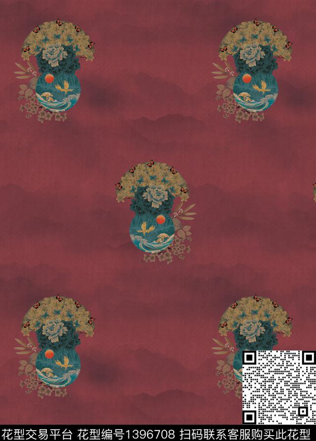 数码花型花瓶女装数码印花花型下载（图片编号: 1396708） - 瓦栏（Walan）