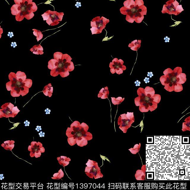 绿植树叶花卉大牌风数码印花花型下载（图片编号: 1397044） - 瓦栏（Walan）