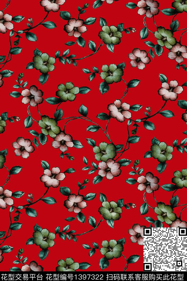 qx1610.jpg - 1397322 - 数码花型 花卉 小碎花 - 数码印花花型 － 女装花型设计 － 瓦栏