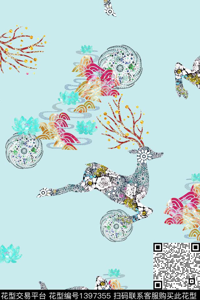qx1637.jpg - 1397355 - 数码花型 大牌风 抽象 - 数码印花花型 － 女装花型设计 － 瓦栏