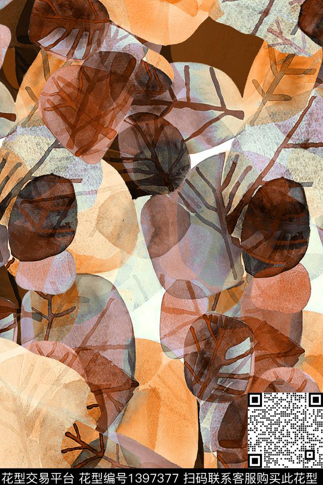 P650.jpg - 1397377 - 数码花型 绿植树叶 抽象花卉 - 数码印花花型 － 女装花型设计 － 瓦栏