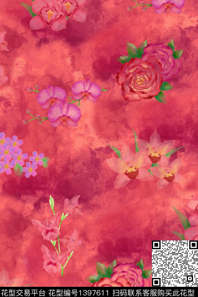 yc20210126.jpg - 1397611 - 肌理 水彩 花卉 - 数码印花花型 － 女装花型设计 － 瓦栏