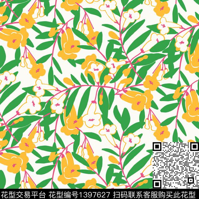 数码花型女装花卉数码印花花型下载（图片编号: 1397627） - 瓦栏（Walan）