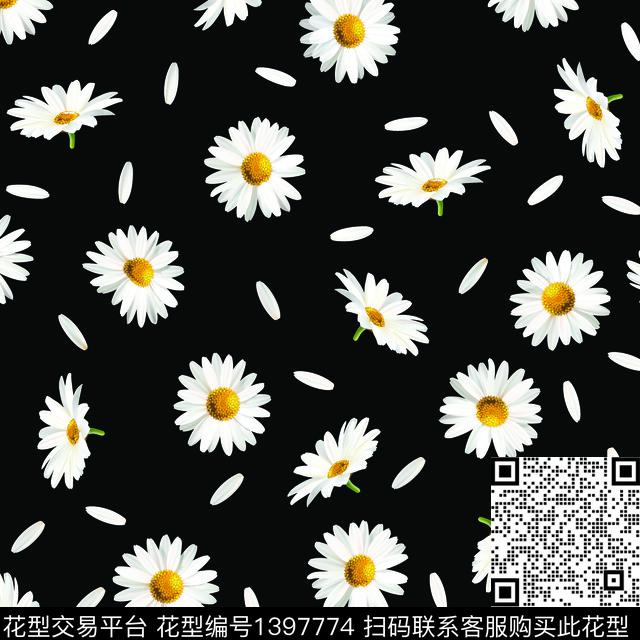 雏菊花瓣.jpg - 1397774 - 数码花型 绿植树叶 花卉 - 数码印花花型 － 女装花型设计 － 瓦栏