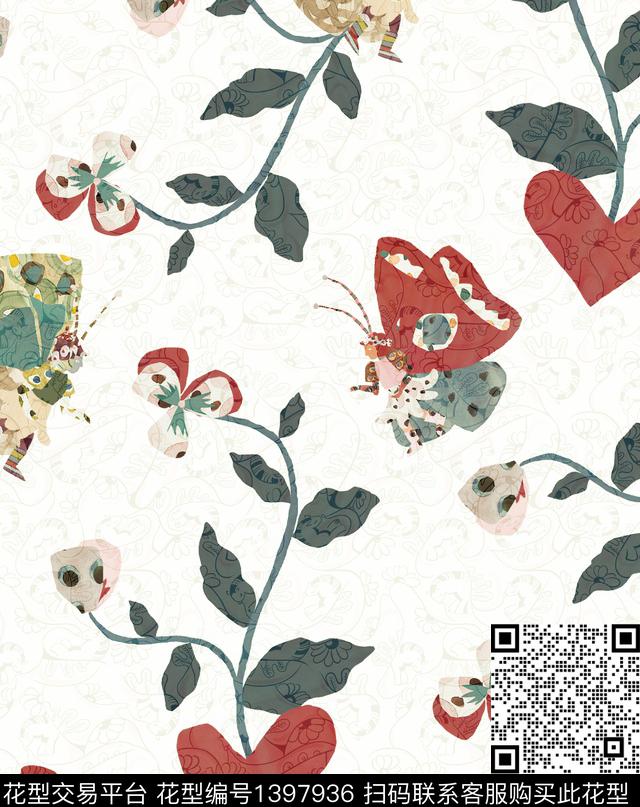 数码花型女装花卉数码印花花型下载（图片编号: 1397936） - 瓦栏（Walan）