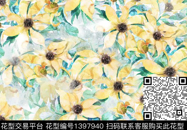0129A.jpg - 1397940 - 数码花型 女装 花卉 - 数码印花花型 － 女装花型设计 － 瓦栏