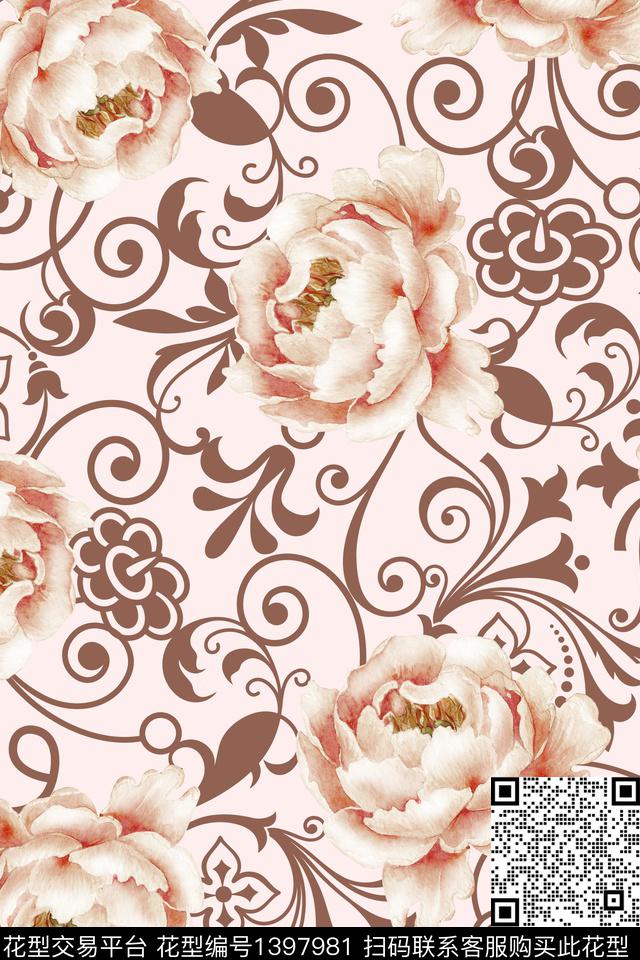 2021-01-29-a.jpg - 1397981 - 花卉 大花 混合花型 - 数码印花花型 － 女装花型设计 － 瓦栏